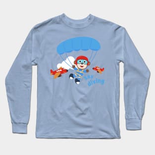 Vector illustration of a cute skydiver Long Sleeve T-Shirt